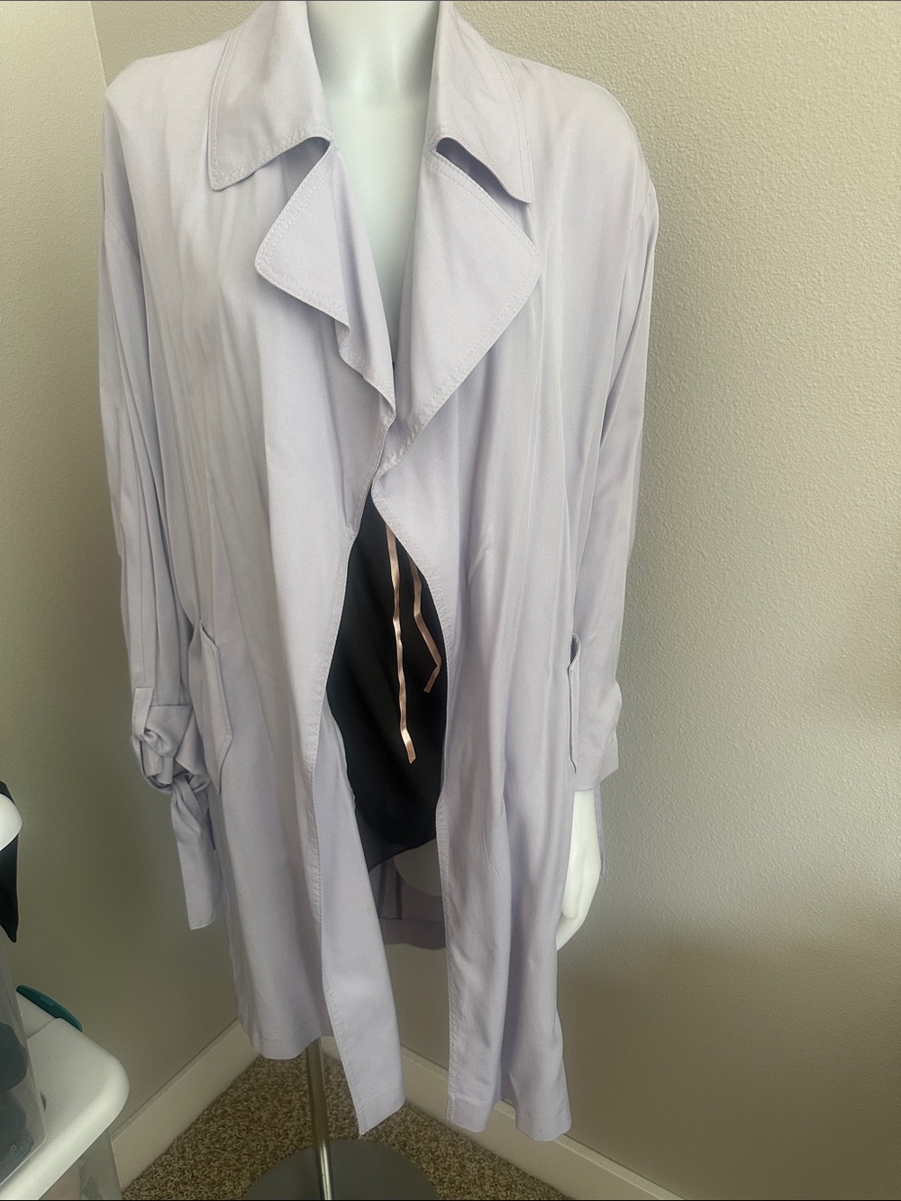 Topshop Light Lavender Open-Front Trench Coat